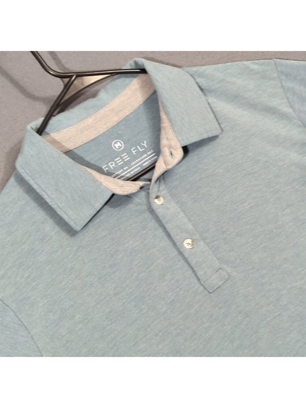 Free Fly Apparel Shirt Men's M Blue/Green Bamboo Polo Short Sleeve Performance